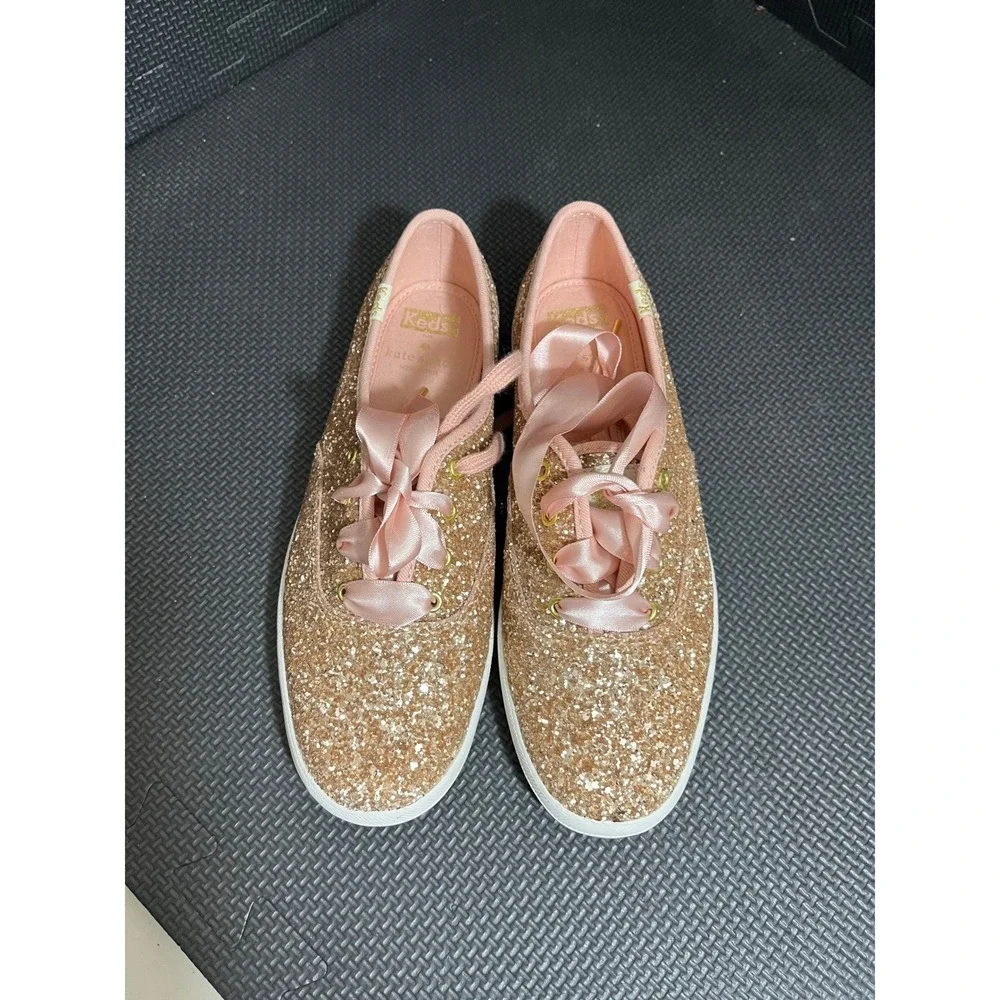 KEDS x KATE SPADE TRIPLE KICK GLITTER ROSE GOLD SNEAKERS US SIZE 6 Sparkle Shoes